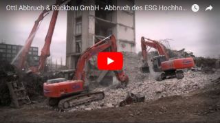 Abbruch der Einsteintowers bzw. des ESG-Hochhaus in der Riedenburger Straße | München Rückbau von 147.000 m³ umbauten Raum. 50.000 m³ Aushub. Abbruch und Recycling.